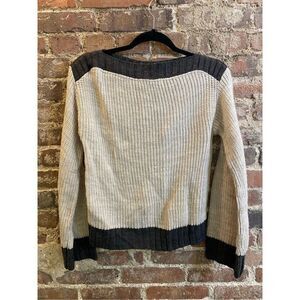 APT. 9 Cream with Gray Trim Boat Neck Knit Sweater Women’s Size Small